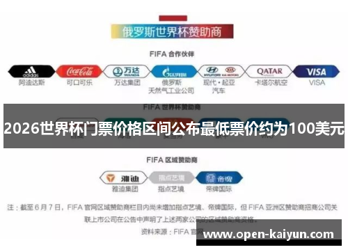 2026世界杯门票价格区间公布最低票价约为100美元